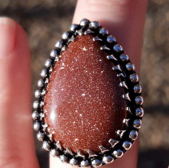 New Goldstone/Sunsitara Silver Ring. Size 7.25 - Picture 4 of 8